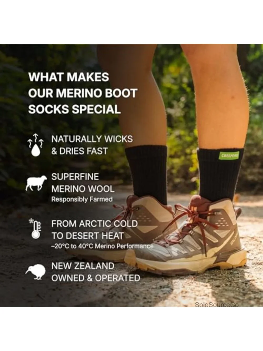 Merino Wool Toe Socks Midweight Cushioned Hiking Boot Socks